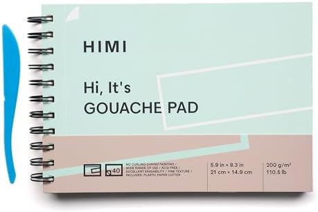 Spiral Bound Gouache Paper Pad 5.9 by 8.3 in, 40 Sheets